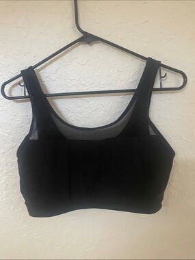 Zaful Black Mesh-Panel Women's Swim Sports Bra